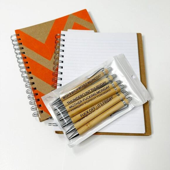 2/$30 New Sweary Wooden Pen Set - Curse Words Stationery - Picture 3 of 12
